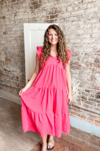 Joy Seersucker Organza Midi Dress (2 Colors)