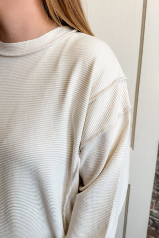 Cozy Days Sand Beige Double Ribbed Curvy Pullover