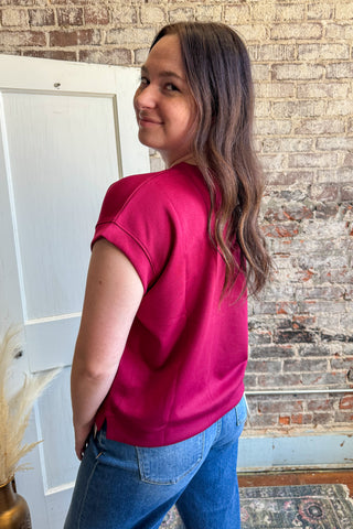 Cabernet Scuba Short Sleeve Sweatshirt
