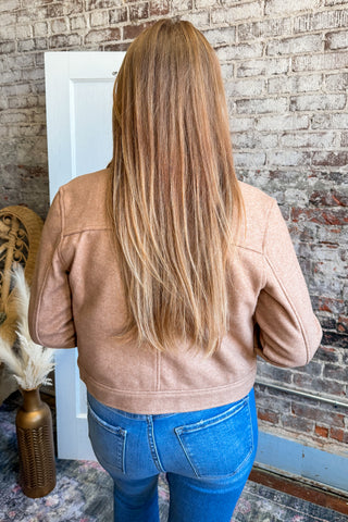 Camel Zip-up Flat Pocket Jacket