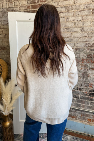 Sand Beige Melange Knit Cardigan