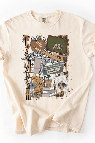 Teach Leopard Collage Made to Order Tee