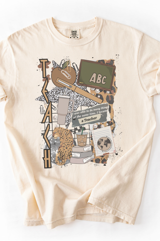 Teach Leopard Collage Made to Order Tee