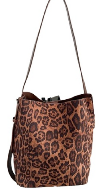 Adjustable Leopard Bucket Tote Bag