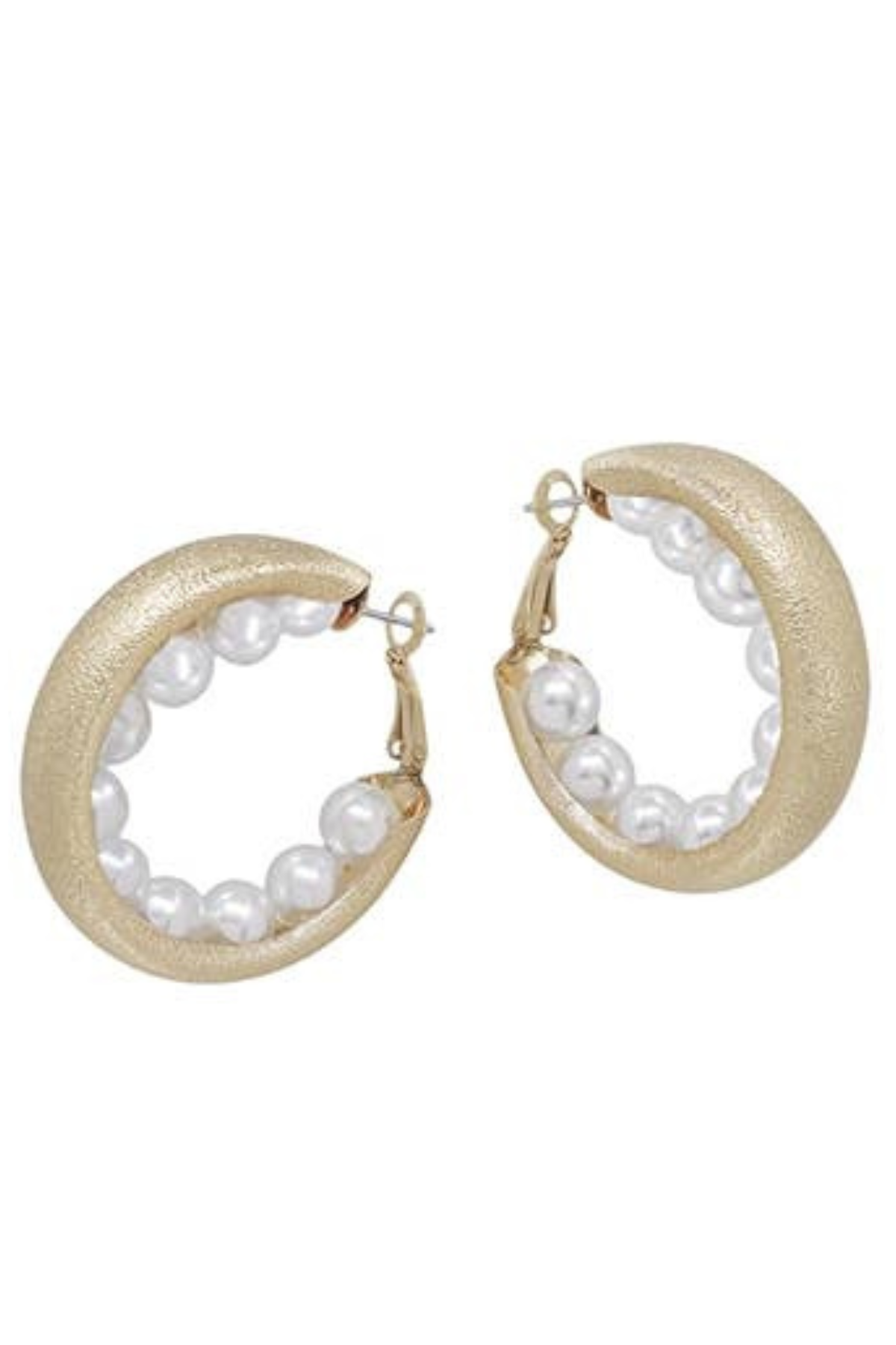 Gold Lined in Pearls Earrings