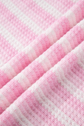 Baby Pink Waffle Knit Stripe Top