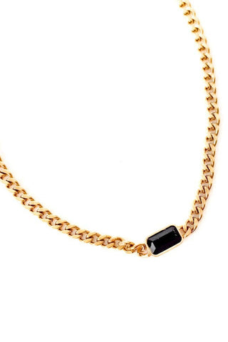 Black Stone Gold Chain Necklace