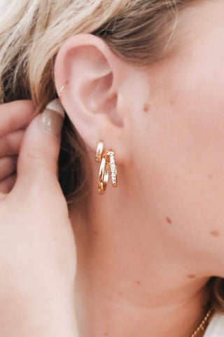 Stole The Show Crystal Double Hoop Earrings