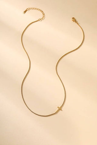 Gold Mini Cross Necklace