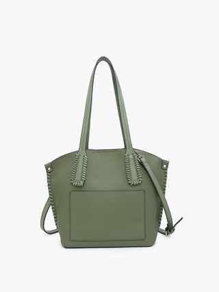 Micah Whipstitch 3-Compartment Olive Tote