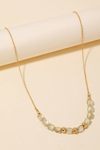 Faceted Smoky Glass And Metallic Beads Chain Necklace