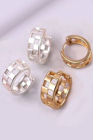 Checker Hoop Huggie Earrings (2 Colors)