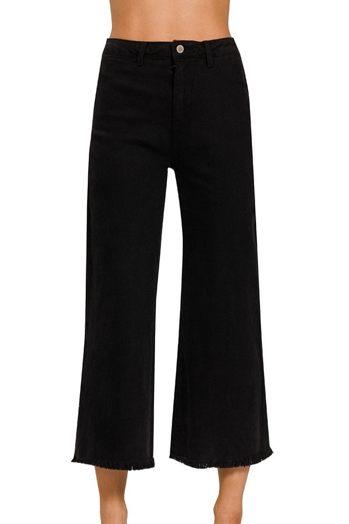 Jessica Black Acid Wash Straight Pants