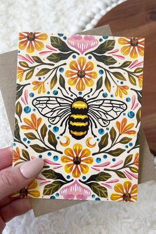 Bee & Floral Greeting Card