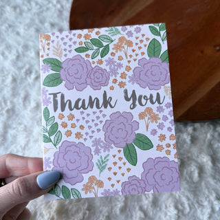 Pink Florals Thank You Card