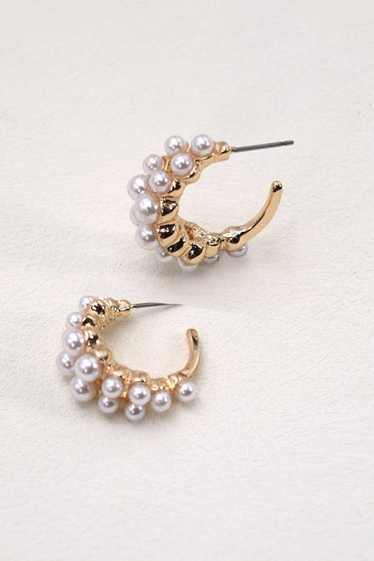 Double Row Pearl Earrings