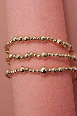 Gold Triple-Layer Beaded Bracelet Set