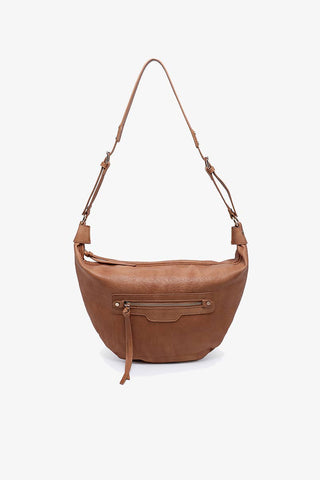 Leigh Distressed Caramel Hobo Bag