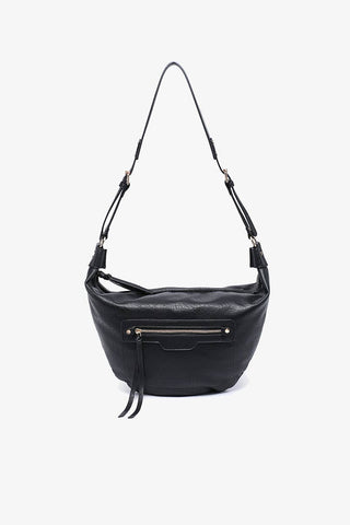 Leigh Distressed Black Hobo Bag