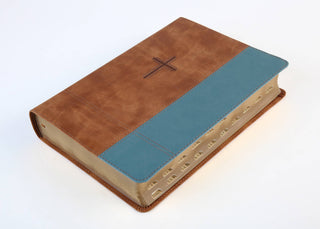 Rust and Stone Cross Barbour SKJV Large Print Bible