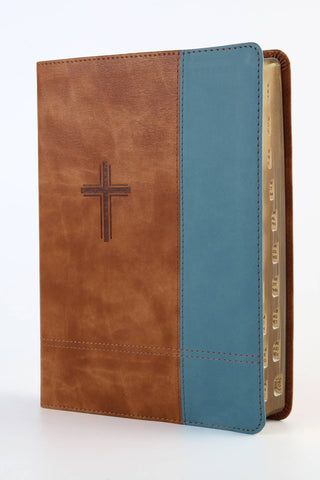Rust and Stone Cross Barbour SKJV Large Print Bible