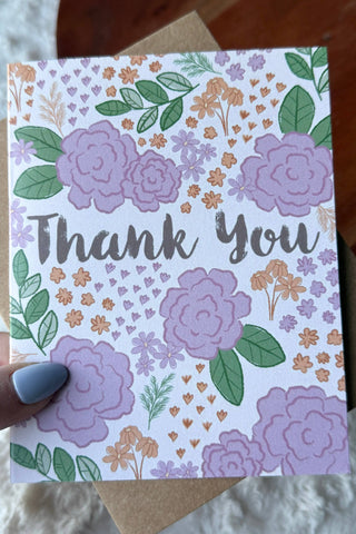 Pink Florals Thank You Card