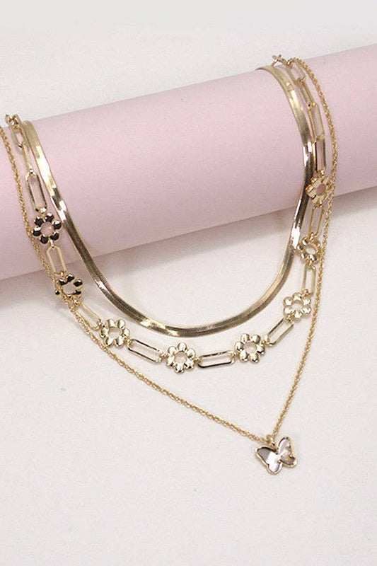 Golden Daisy Butterfly Necklace Set