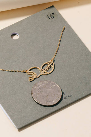 Gold Football and Helmet Game Day Pendant Necklace
