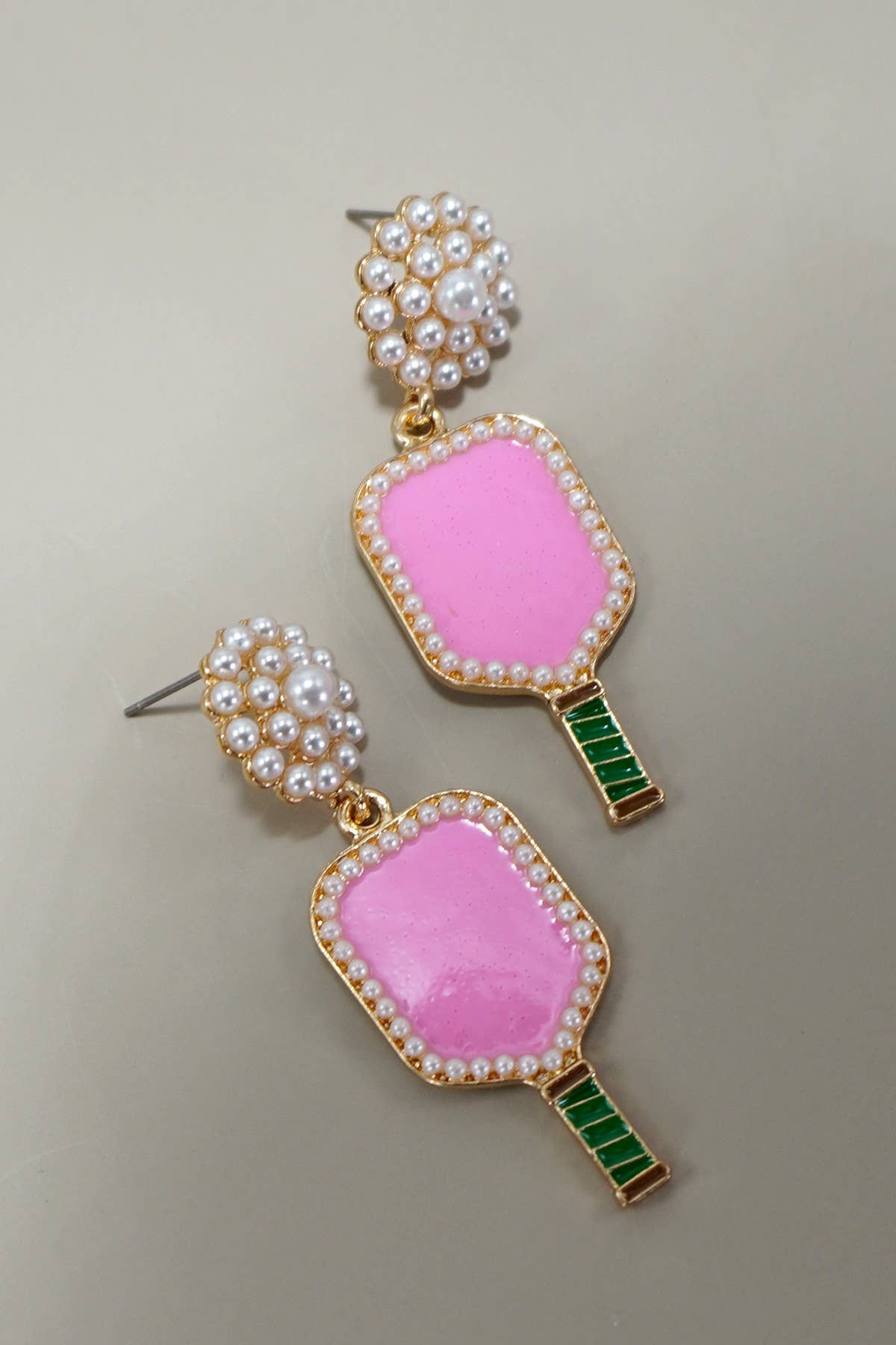 Pink Pearl Pickleball Earrings