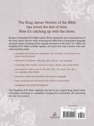 Barbour Simplified KJV Large Print- Plum & Paisley