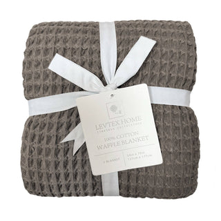 Waffle Blanket Throw: Dark Grey