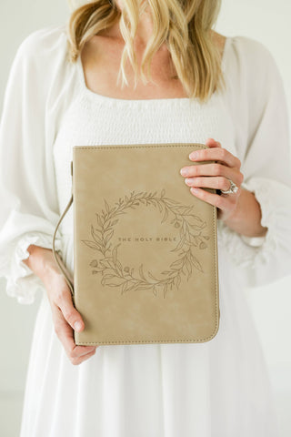 Floral Wreath Bible Cover Carrying Case