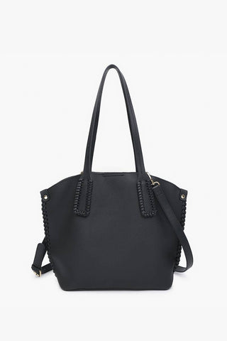Micah Whipstitch 3-Compartment Black Tote