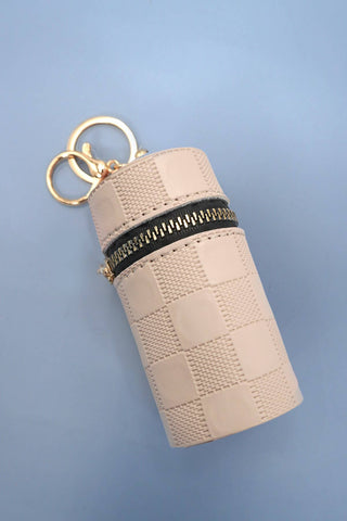 Tan Round Small Lip Care Accessory Bag