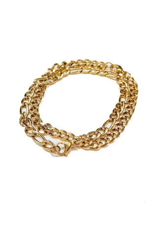 Gold chain bracelet on a white background