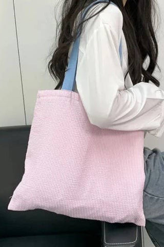 Pink Organic Colorful Stripe Tote Bag