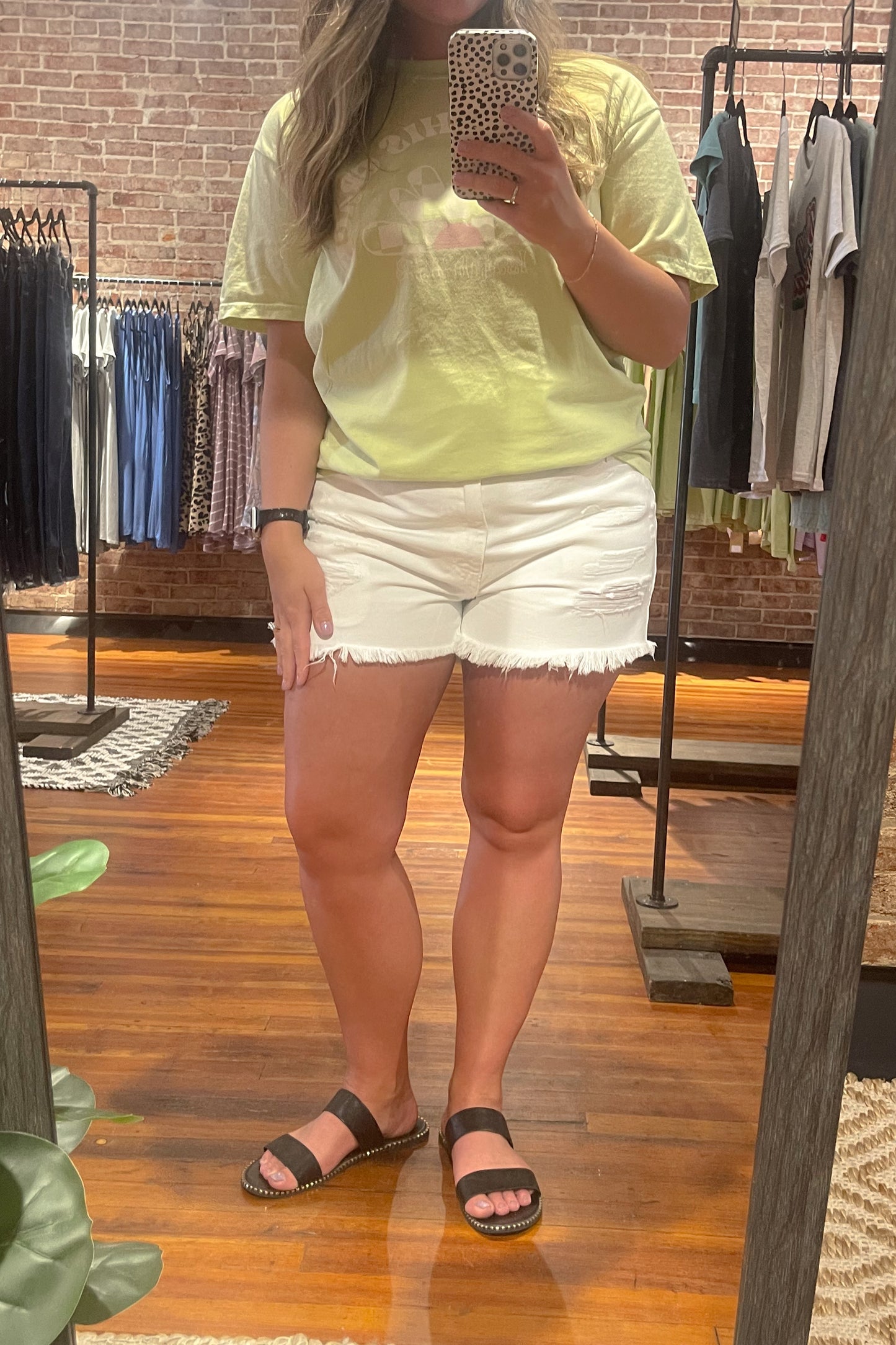 High Rise White Denim Shorts