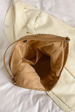 Vintage Woven Straw Crochet Bucket Shoulder Bag (2 Colors)